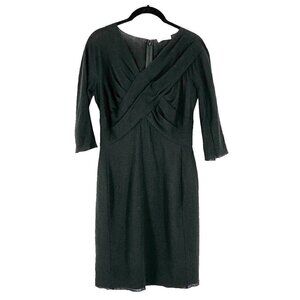 Nina Ricci Black Wool-Blend Crepe Cocktail Sheath Dress FR38/US Small